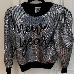 QUEEN OF SPARKLES ✨ Silver Sequin New Year Top XS